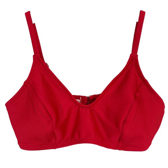SOLD 💕NWT Cupshe Red Ribbed Textured Bikini Top Size Medium - Picture 1 of 11